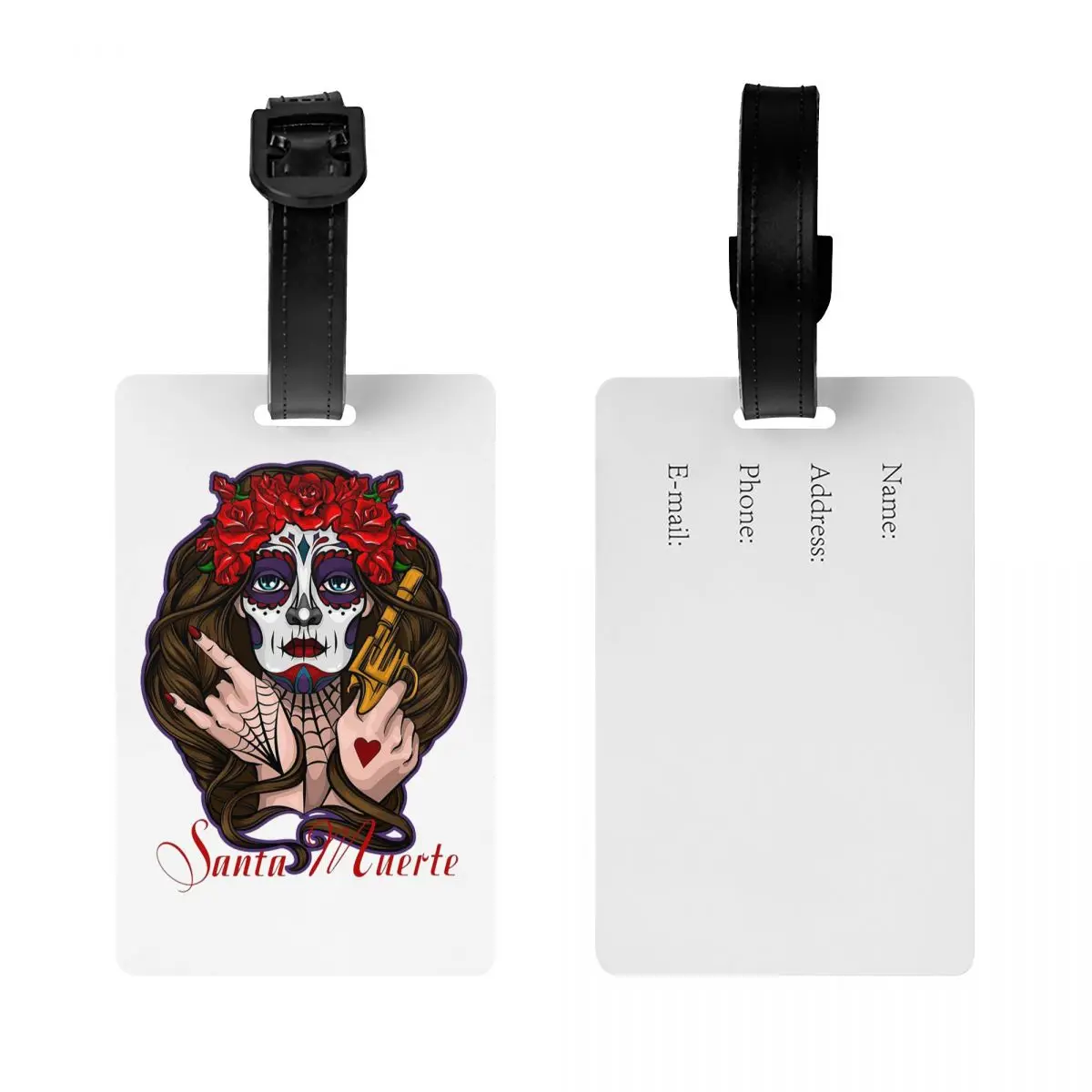 Santa Muerte Saint Death Goth Mexican Muertos Skull Luggage Tags Suitcase Travel Baggage Boarding Tag Label Holder ID Name
