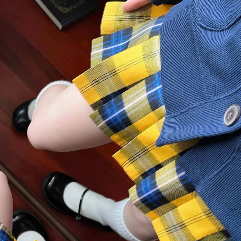 

Plaid Pleated Y2k JK Skirt Girl high Waist Japanese Mini Skirt Patchwork Design Preppy Style Skirt A-line Harajuku Uniform Skirt