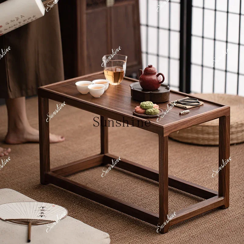 Walnut bay window table small coffee table tatami solid wood Japanese zen sitting table