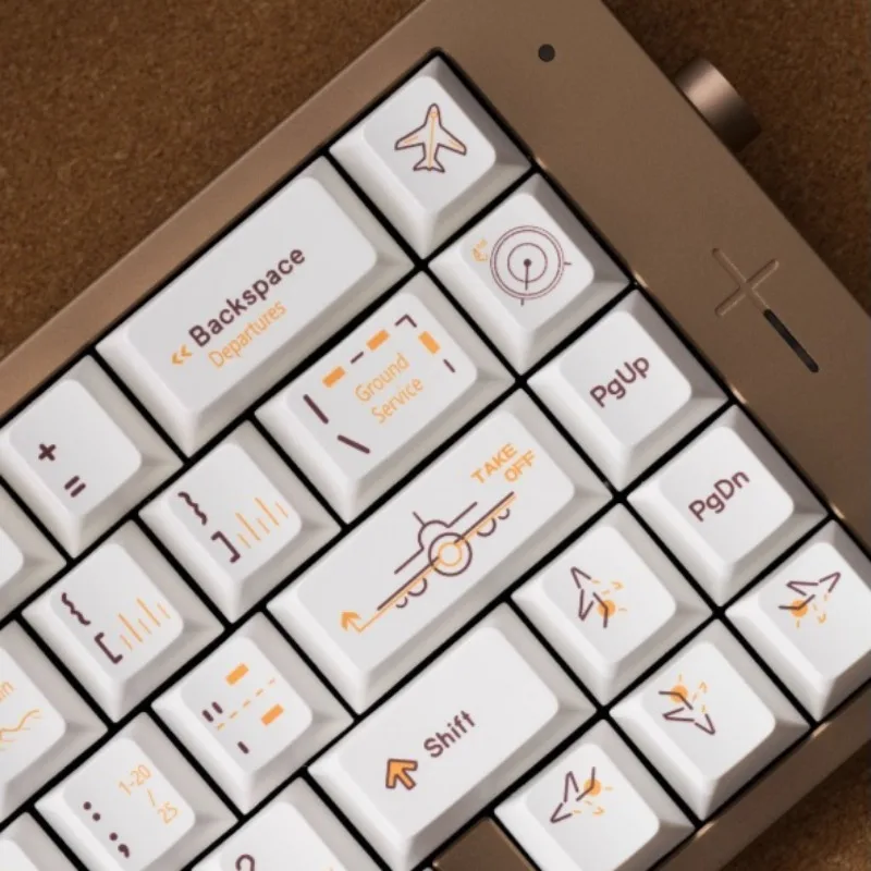 Flight Plan PBT Sublimation Keycaps Retro Warm White Cherry Customized Keycaps for MX Cross Switch Mechanical Keyboard Gifts