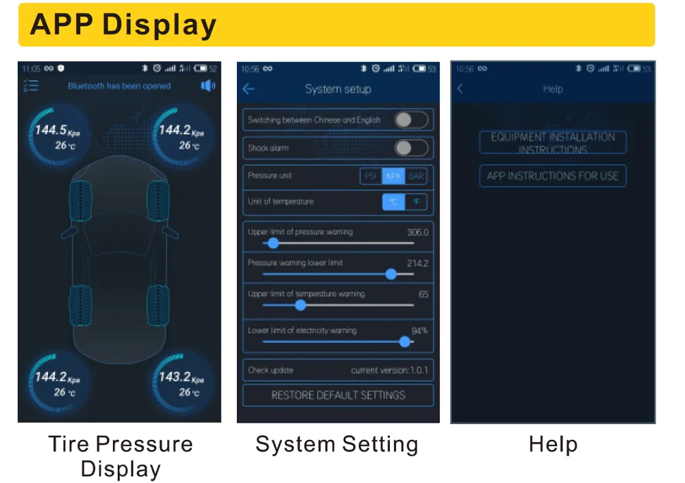 نظام مراقبة ضغط الإطارات BLE TPMS عالي الأداء يدعم هاتف Android IOS TPMSII Bluetooth 4.0 أو فوق مستشعر Tpms