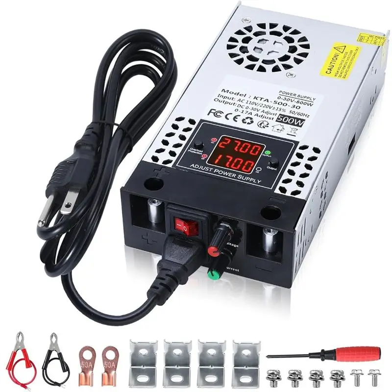 

Преобразователь AC/DC AT05 с регулируемым выходом 0-30В 0-17А 500Вт для светодиодных лент - импульсный блок питания 5В 12В 24В 30В, вилка стандарта США