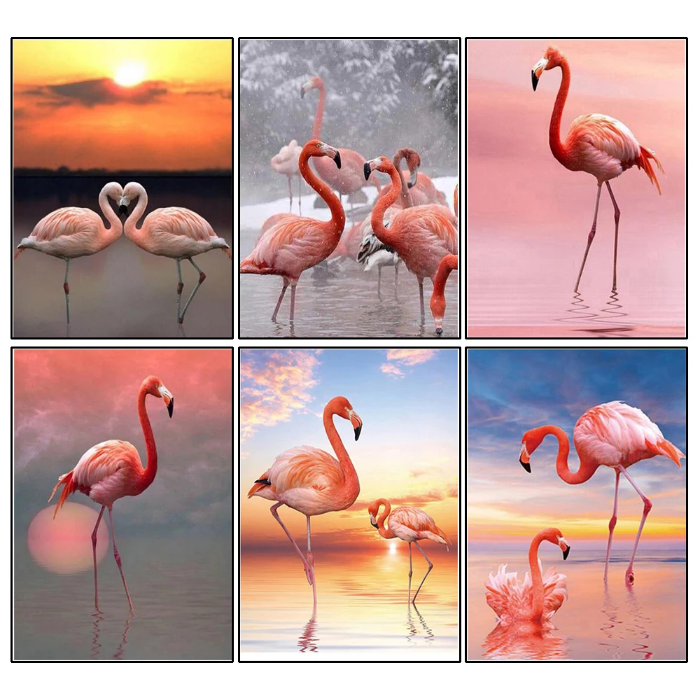 

5D DIY Diamond Painting Flamingos Art Rhinestone Diamond Embroidery Animal Mosaic Seaside Cross Stitch Decor For Home