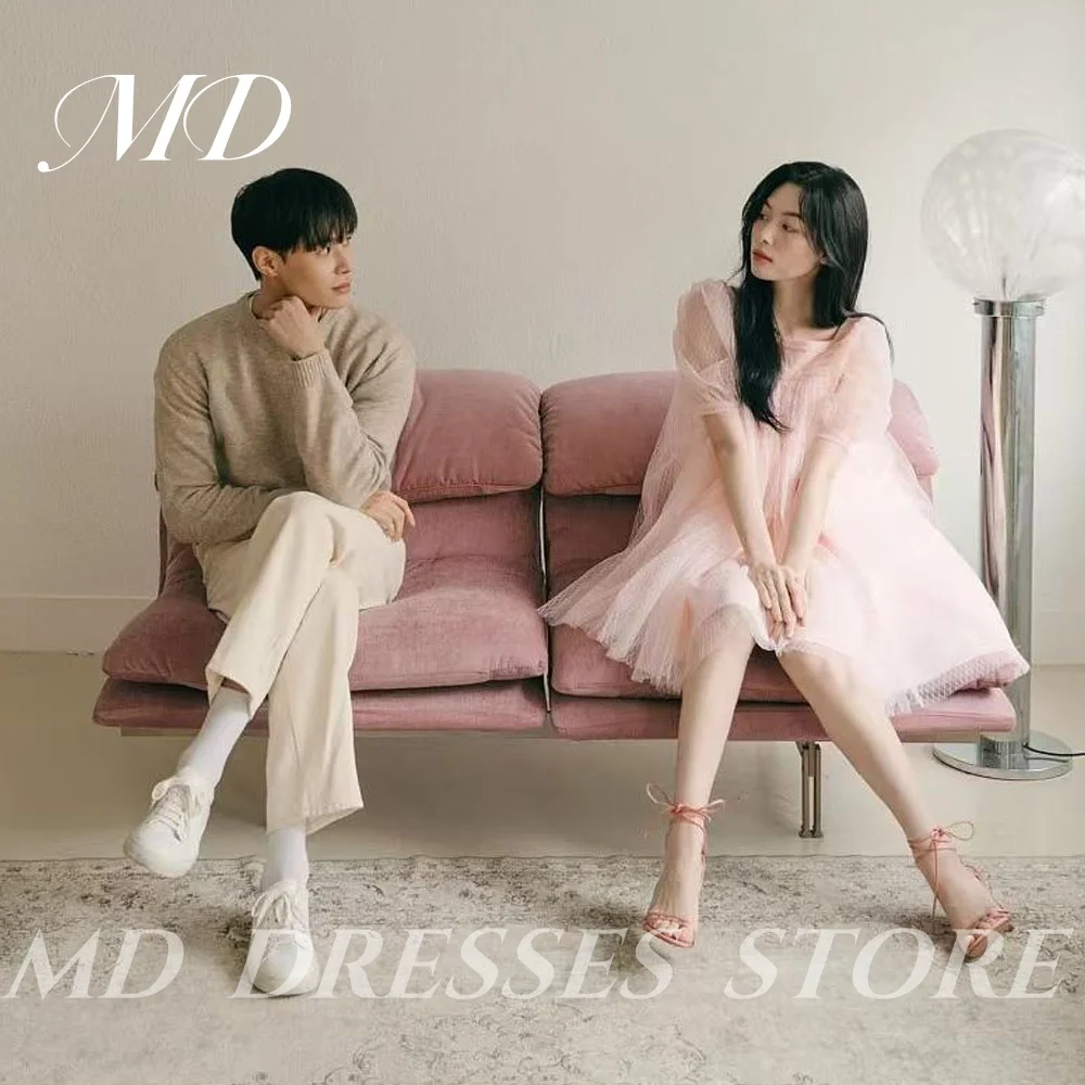 

MD Simple Blush Pink A-line Wedding Dresses Regular Sleeve Korea Photo shooting Customized Princess Plus Size Bride Gowns 2025