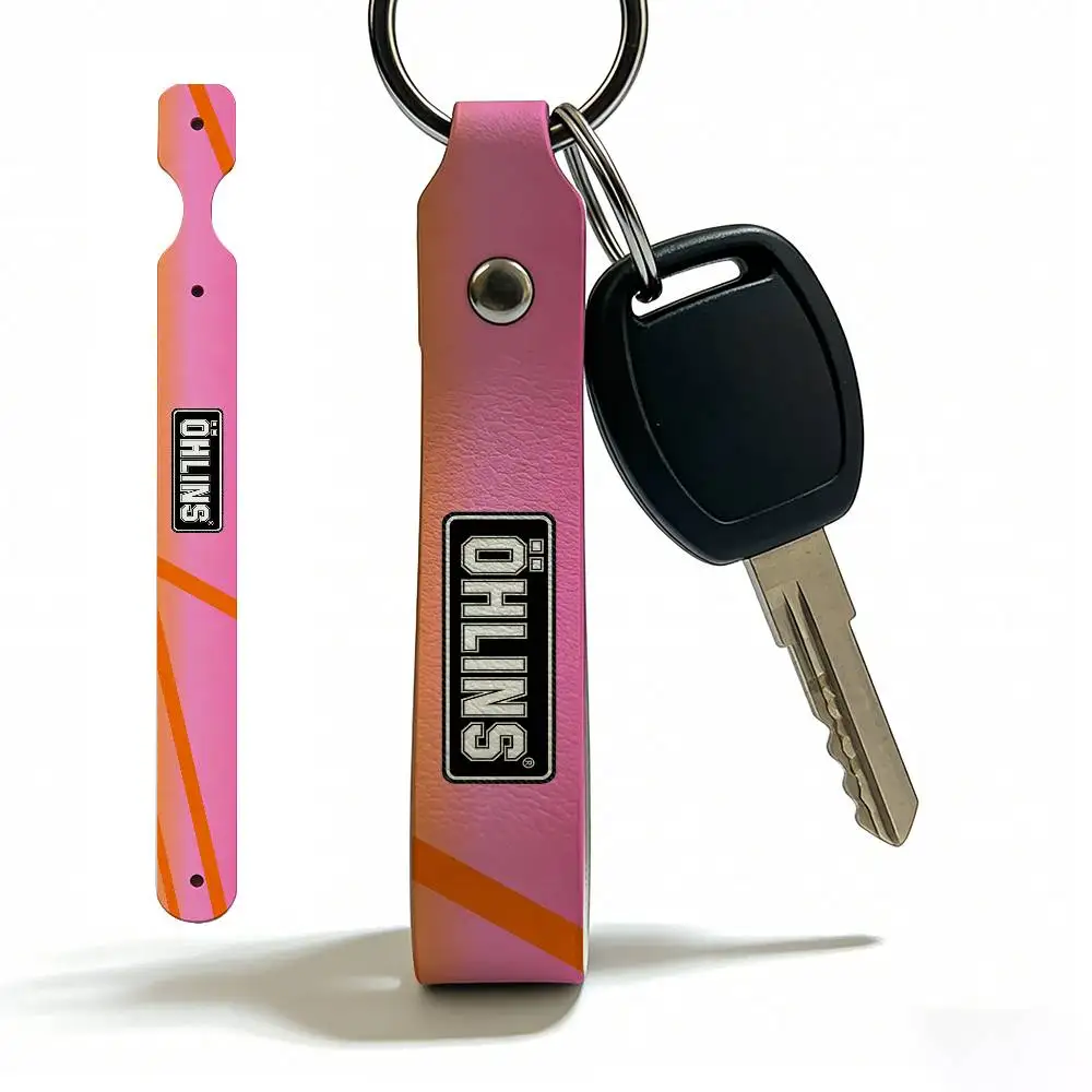 For Ohlins PU Leather Motorcycle Keychain Universal Motorbike Key Ring Holder For Riders Men Gift