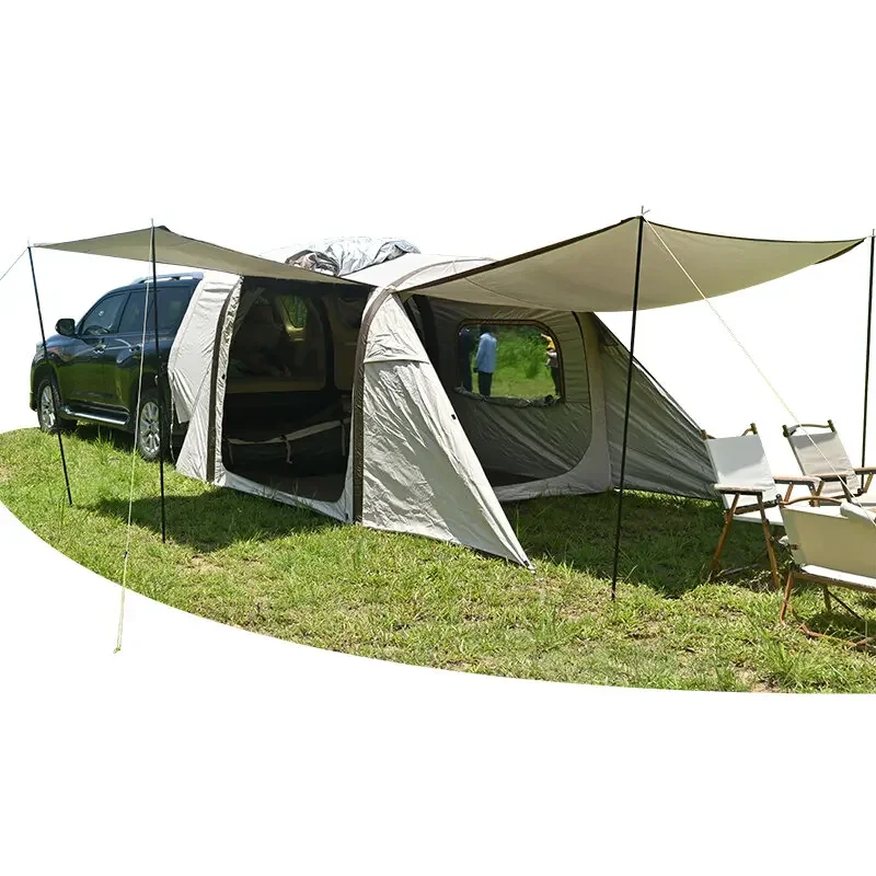 Outdoor Tent Camping Inflatable Car Tail Tent Double-Layer Suv Mup Cuv Extended Canopy Portable Roof Car Side Tunnel Beach Tent