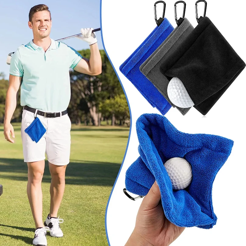 1PC Golf Ball Cleaning Towel Club Towel Outdoor Hook Towel Microfiber Velvet Outdoor Convenient Hhanging Waist Sports Club Cloth