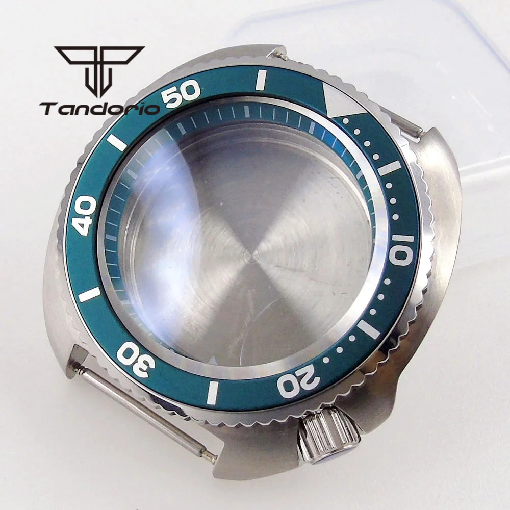 43.5mm Stainless Steel Watch Case Fit NH35 NH36 NH38 Automatic Movt Aluminum Bezel Sapphire Crystal 5BAR Screw Crown Solid Back