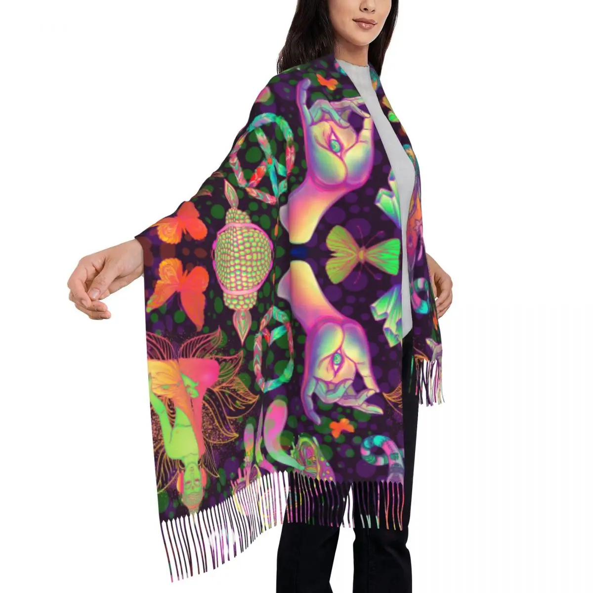 Trippy Mushrooms Peace Buddha Shawls and Wraps for Evening Dresses Womens Shawls Wraps Dressy Shawls and Wraps for Evening Wear