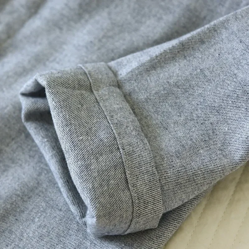 Pijamas de algodón puro para hombres y mujeres, ropa larga suelta, ropa de dormir de franela sólida, manga larga para el hogar, Otoño, Simple, Casual