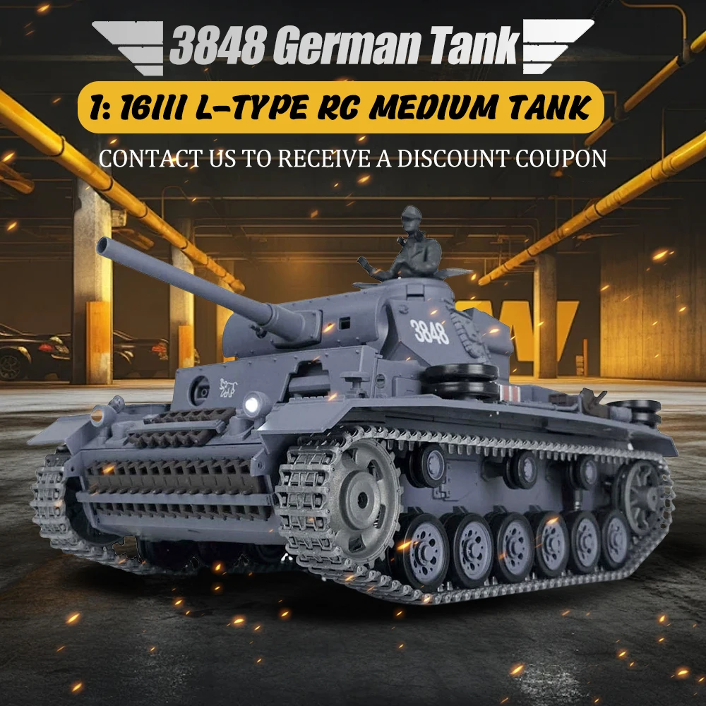 2.4G Henglong 1/16 Scale 7.0 Plastic German Panzer III L RC Tank Model 3848 Battle Against IR Battle TH17339-SMT7