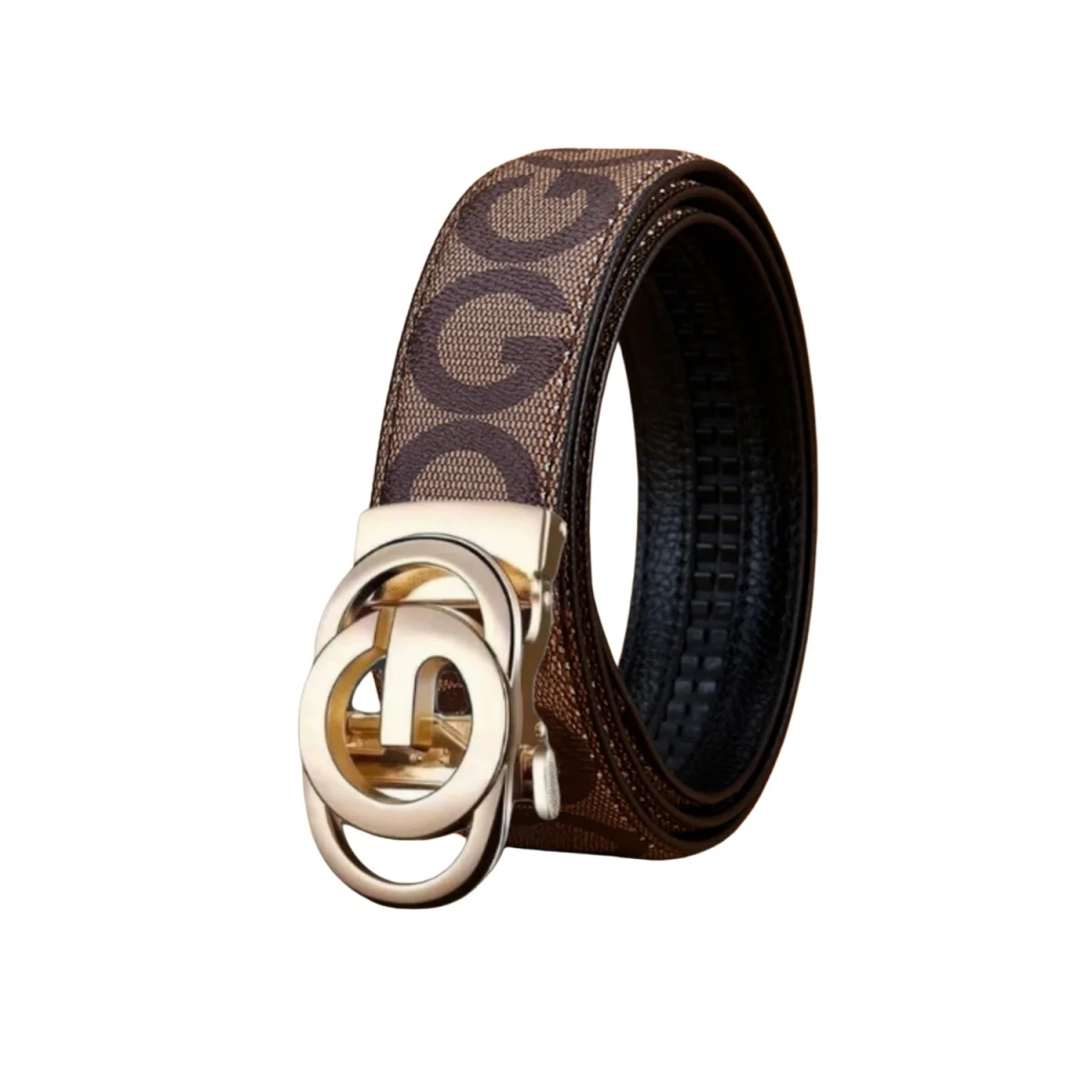 2Pcs Men Stylish Waist Belt Gift Set, Retro Pattern Strap with Double‑Ring Automatic Buckle for Business Men Daily Use