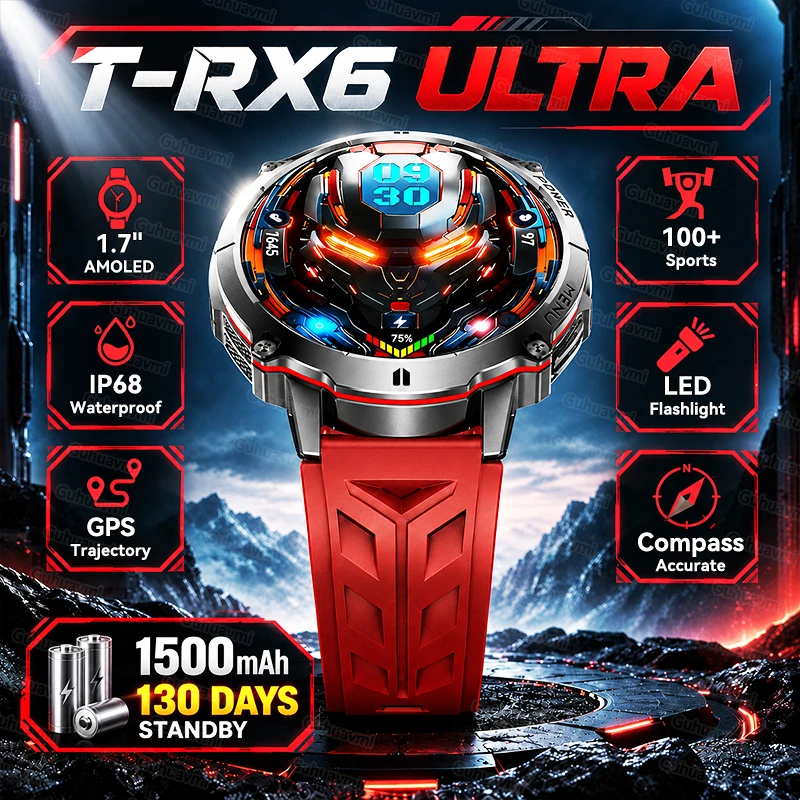 T-RX6 Original Equipment 1500mAh Ultra Long Battery Smart Watches Man Outdoor Sports IP68 Waterproof  BT Call  Smart Watch 2026