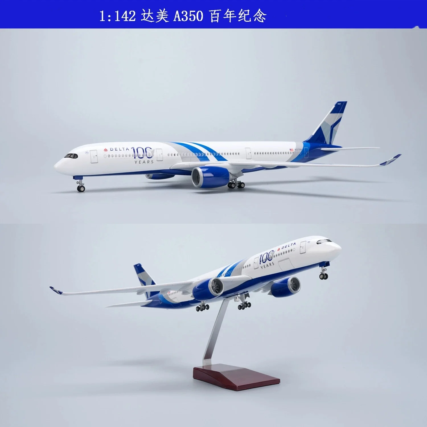 Modèle d'avion miniature en résine moulée sous pression, échelle 1/142, 47 cm, Delta A350, 100 ans, collection, ornement, cadeau