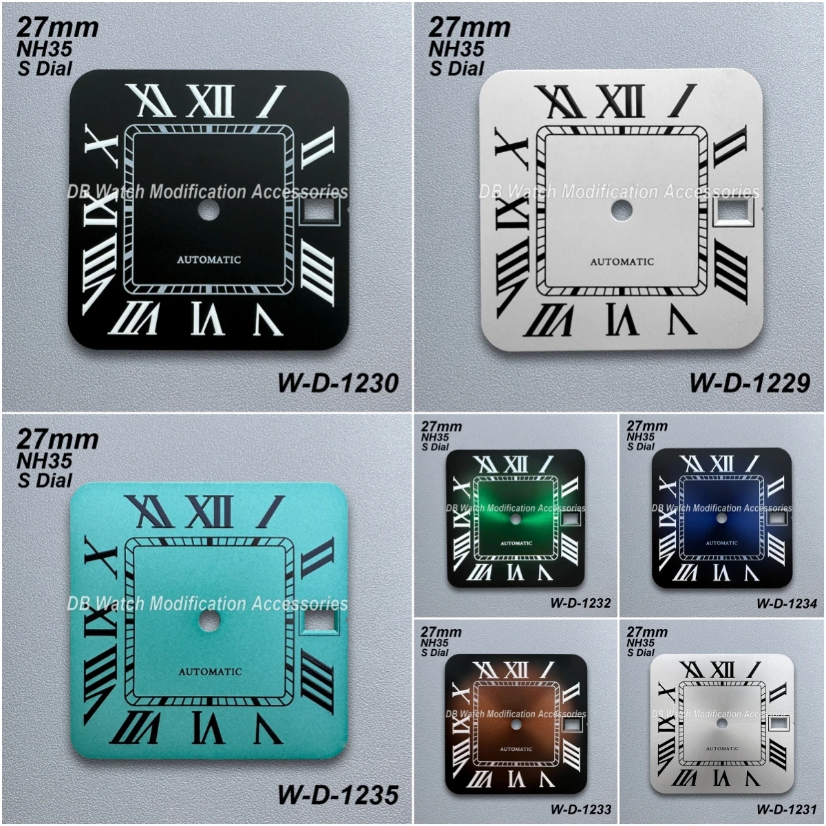 

27mm S Logo Square Dial Fit NH35/NH36/4R/7S Japanese Movement Sunray/Matte Rome High-Quality Dial Watch Modification Accessories