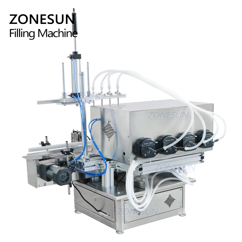 Zonesun ZS-DTPP4D desktop automático quatro bocais de mergulho suco água espumoso líquido bomba peristáltica máquina enchimento