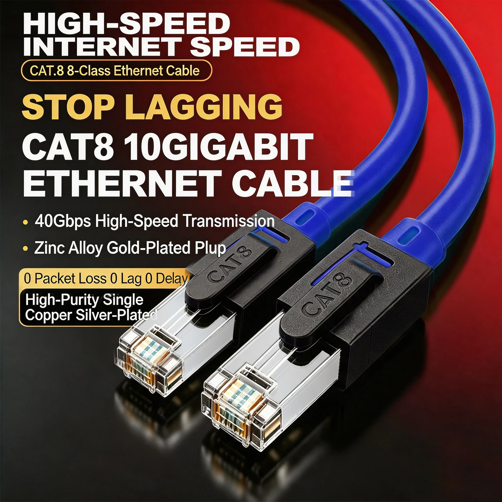 Kubie Cat8 Ethernet Cable SFTP 40Gbps 2000MHz Cat 8 RJ45 Network Lan Patch Cord for Router Modem Internet RJ 45 Ethernet Cable