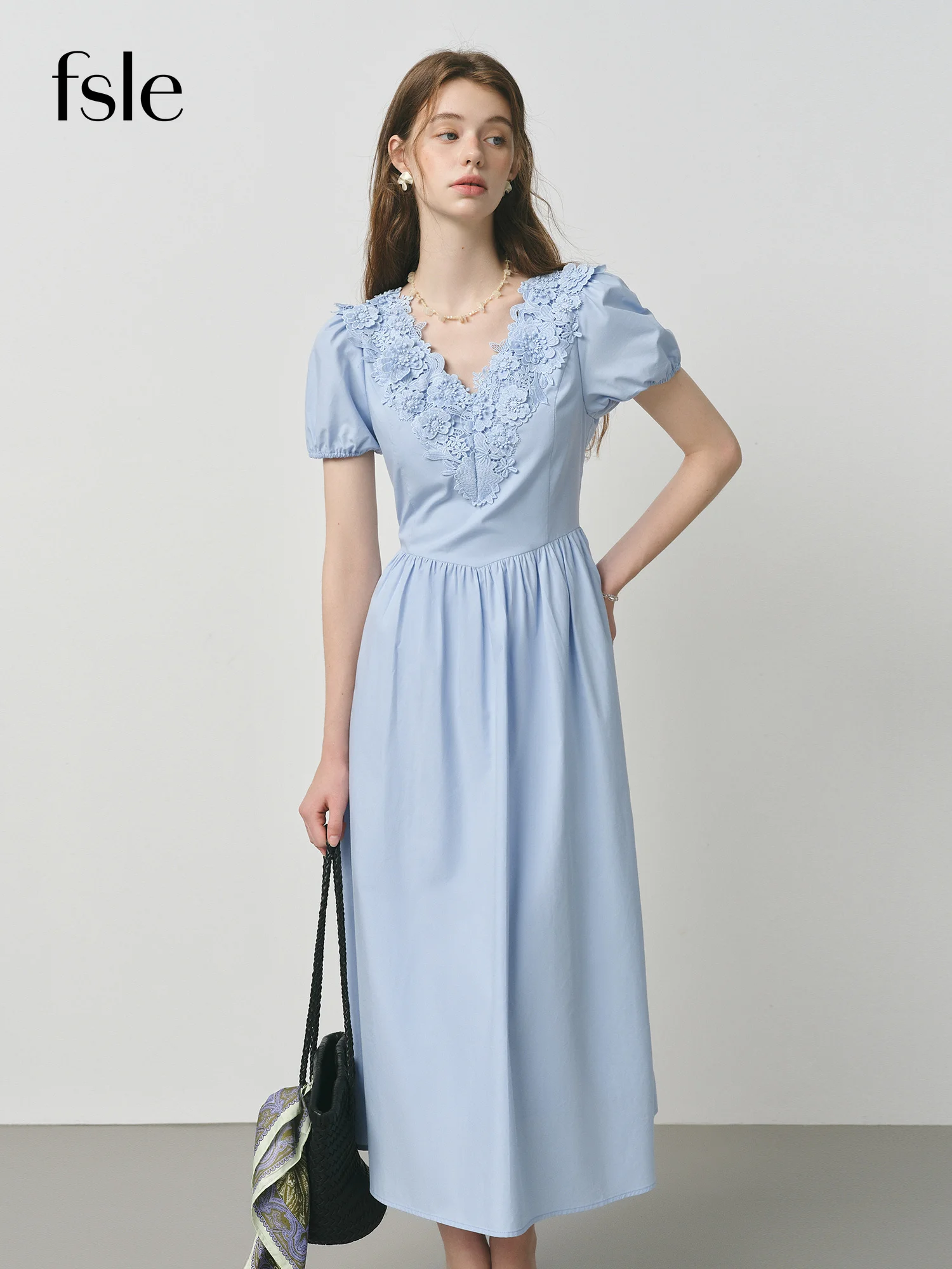 

FSLE французское изладное трехмерное кружевное платье с цветочной юбкой для женщин, лето 2022, Новое поступление, платья 25FS12884