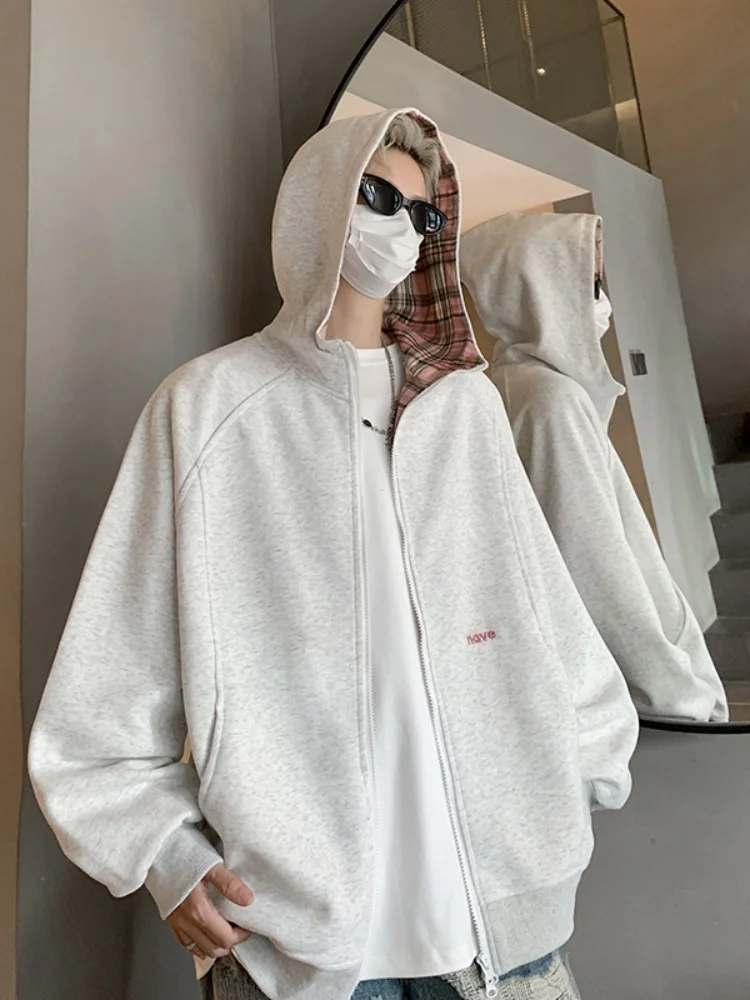 

American Sle Men's Hooded Open Cardigan Sweater Spring Autumn Casual Sportswear Jaet for Teenagers Haome Loose Fit Zipper