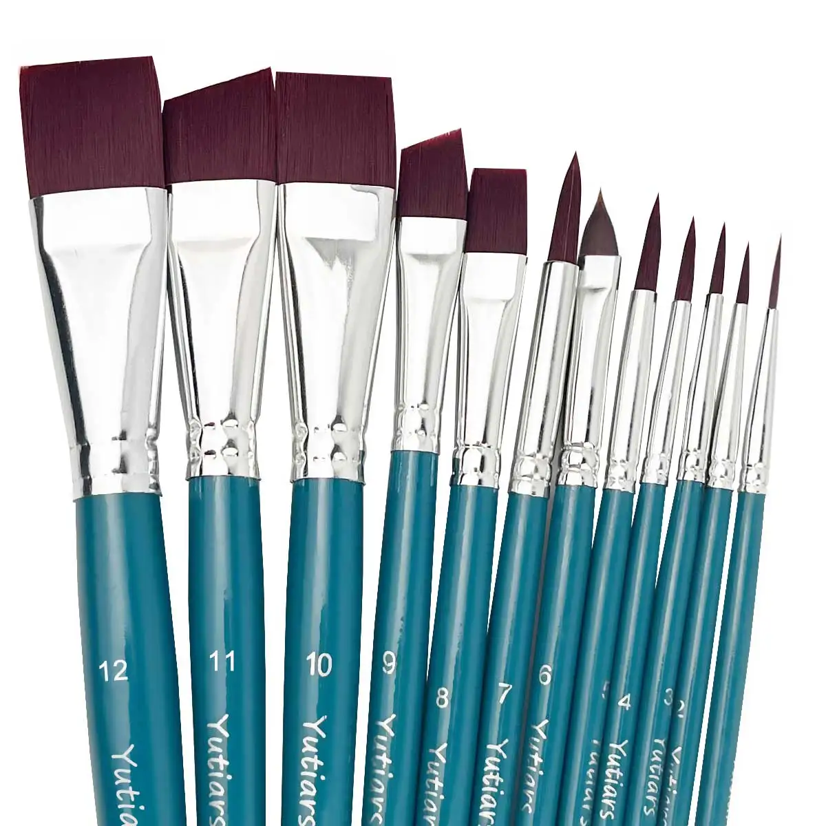 12Pcs Face Painting Brush Set with High Quality Nylon Bristles, Professional Stage Makeup Brushes for Petal Dome Tips & Linework