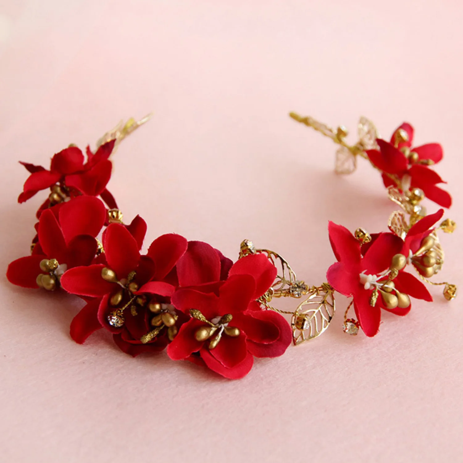 Bright Red Flower Hairpin Made Of High-Quality Materials Suitable For Dancing And Banquet Occasions