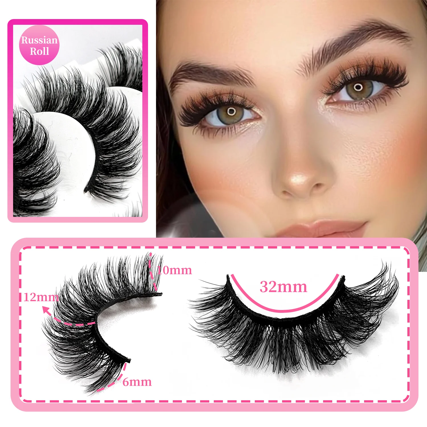7 أزواج من رموش المنك الصناعية الطبيعية ثلاثية الأبعاد رموش المنك الناعمة الرموش الصناعية عبر فوضوي كثيفة رموش تمديد ماكياج مع أدوات الغراء #2