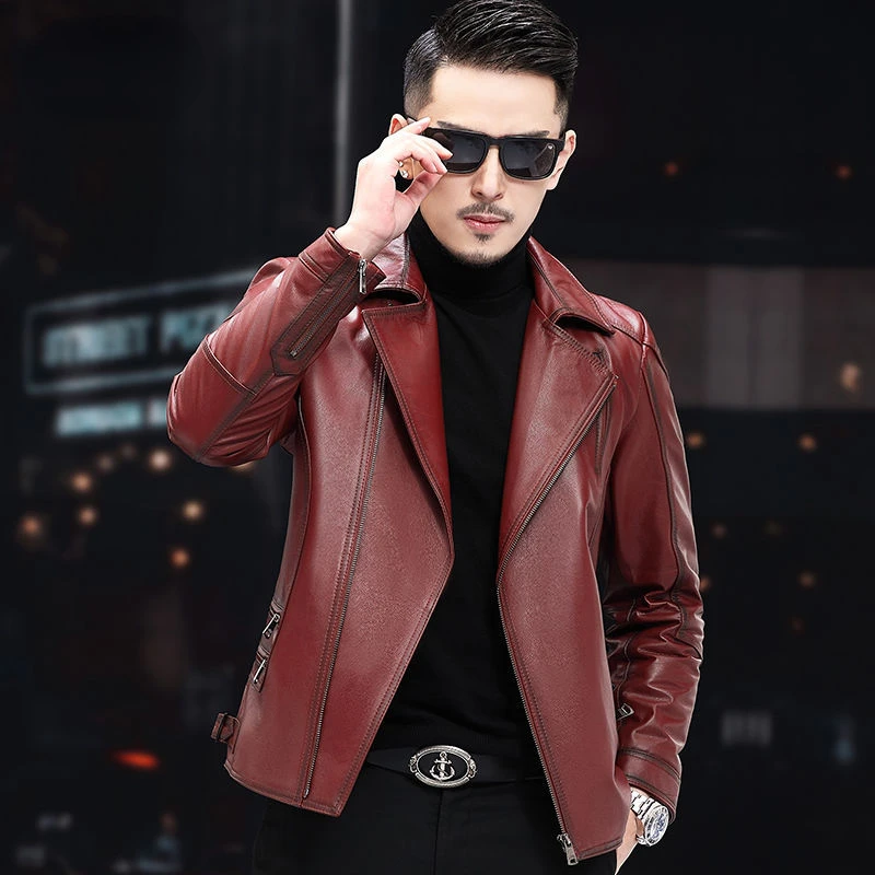 

2022 Man Spring Autumn New Real Cowhide Jackets Men's Genuine Leather Casual Outerwear Male Natural Leather Slim Fit Coats N101