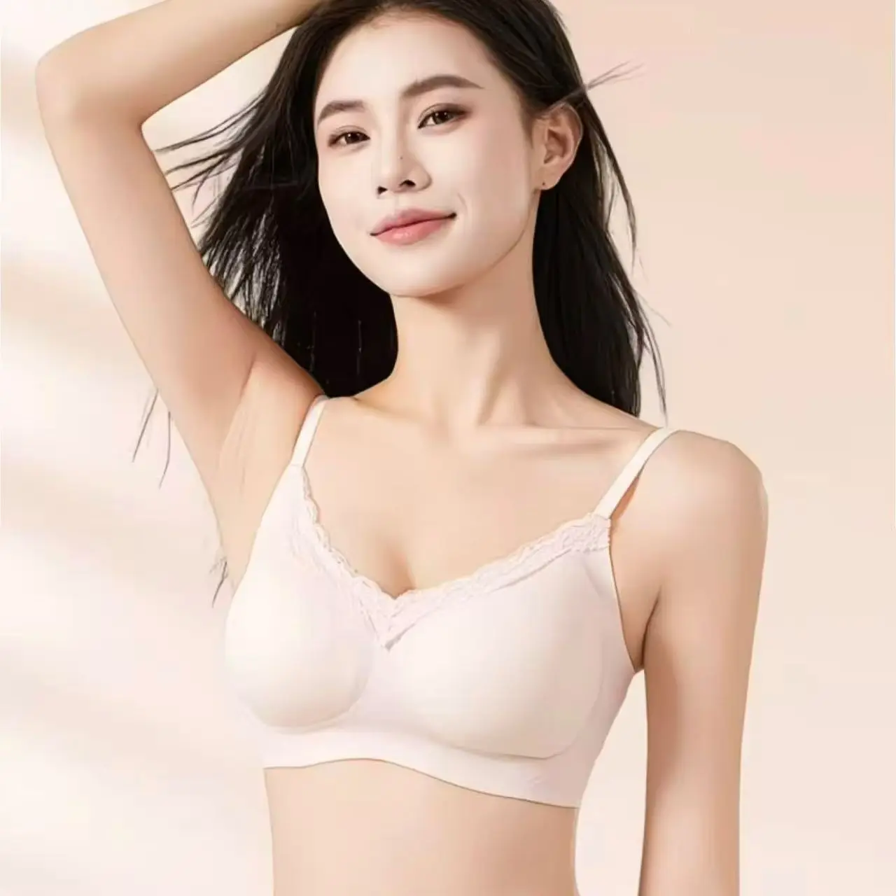 French Style sexy Bra No Steel Ring Support Large Gathered Anti-Sagging Comfortable Nylon Fabric 3/4 Cup Fixed Strap Back KUCLUT