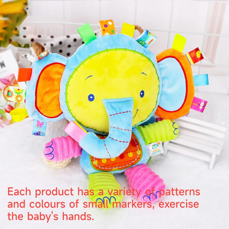 Baby Toys 0-12 Month Appease Ring Bell Animal Soft Plush Toy Built-in Rattles Sensory Toy Baby Rattles Mobiles Squeaky Sound Toy