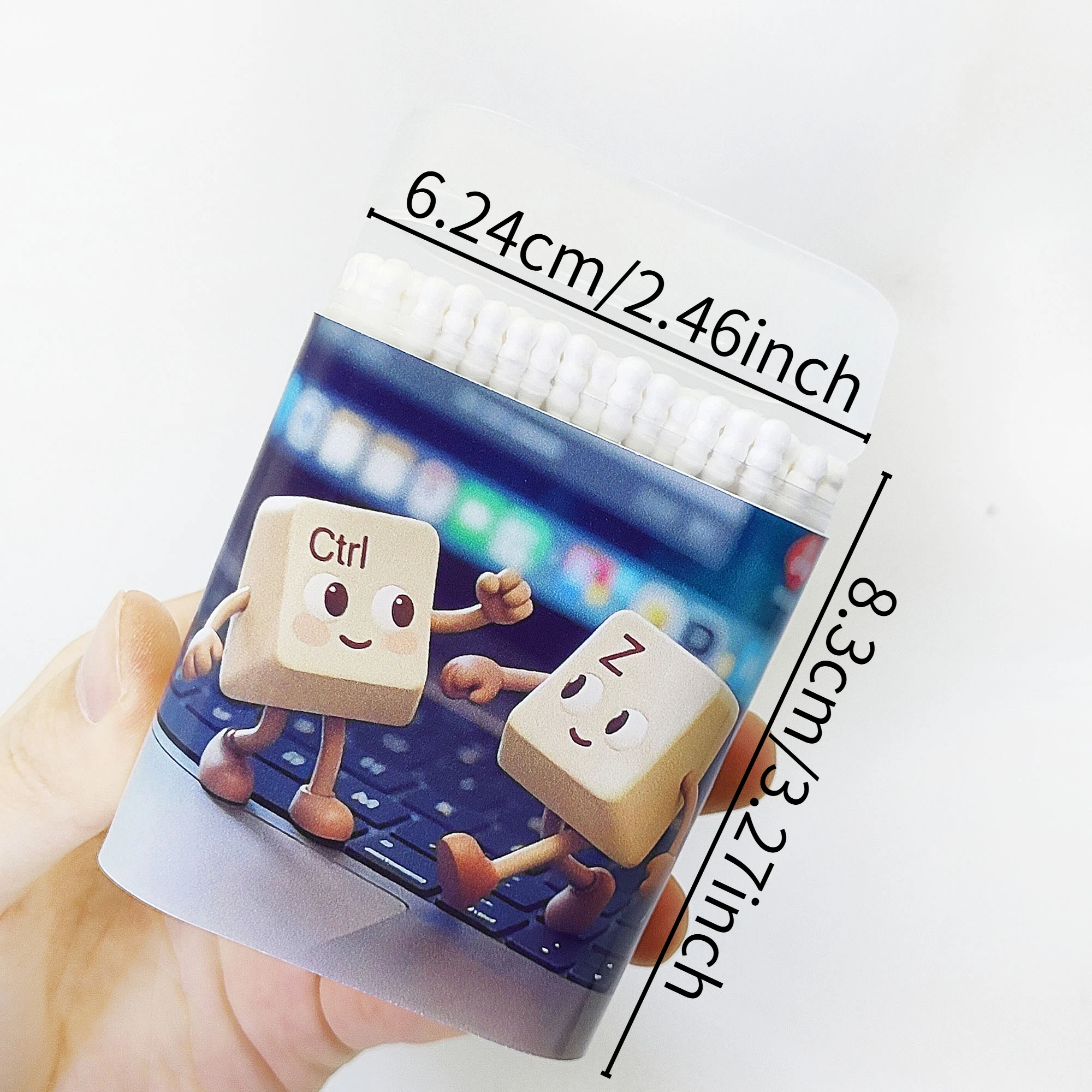 200 uds/600 Uds. Hisopo de algodón con tema de teclado creativo hisopo de algodón de palo fino redondo en espiral de doble cabeza multifuncional.