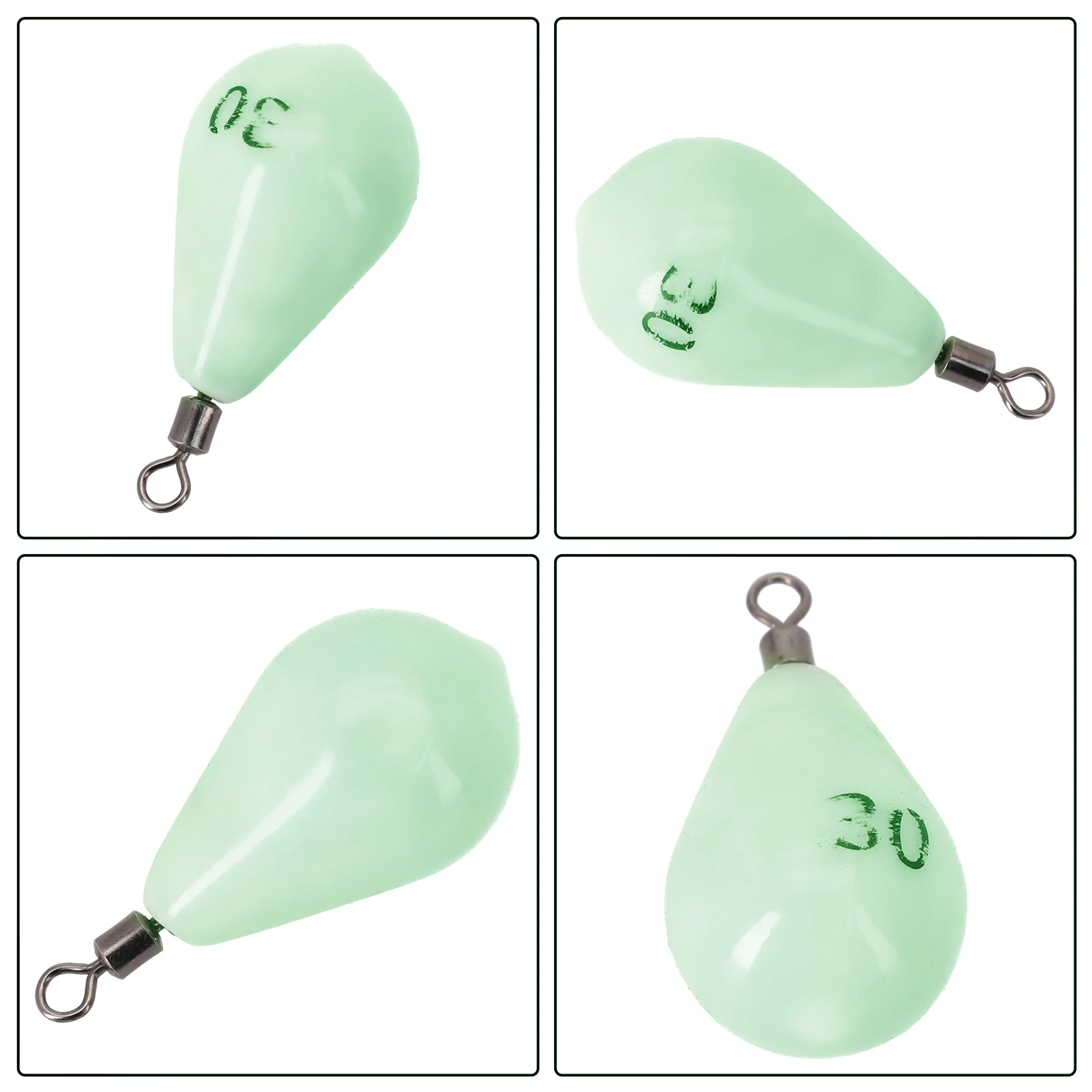 Luminous Fishing  Sinkers 30-150g Tool Plumb Bob Weights Degree Rotation Soft Rubber High Density Fishing Tool