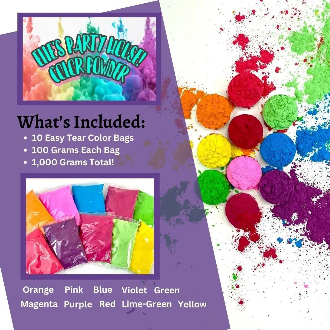 1/10 Piece of 105g Colored Powder, Colored Running Powder, Colored Corn Powder, Perfect for Holi Festival Paint Parties, Fun Activities, Fundraising Events, Gender Reveal Parties, Photo Shoots, Birthday Parties, Summer Camps, Paint Battles, Fun Activities, Paint Battles, Marathons, Rangoli Photography Parties and Festivals, Family Gatherings. view 4