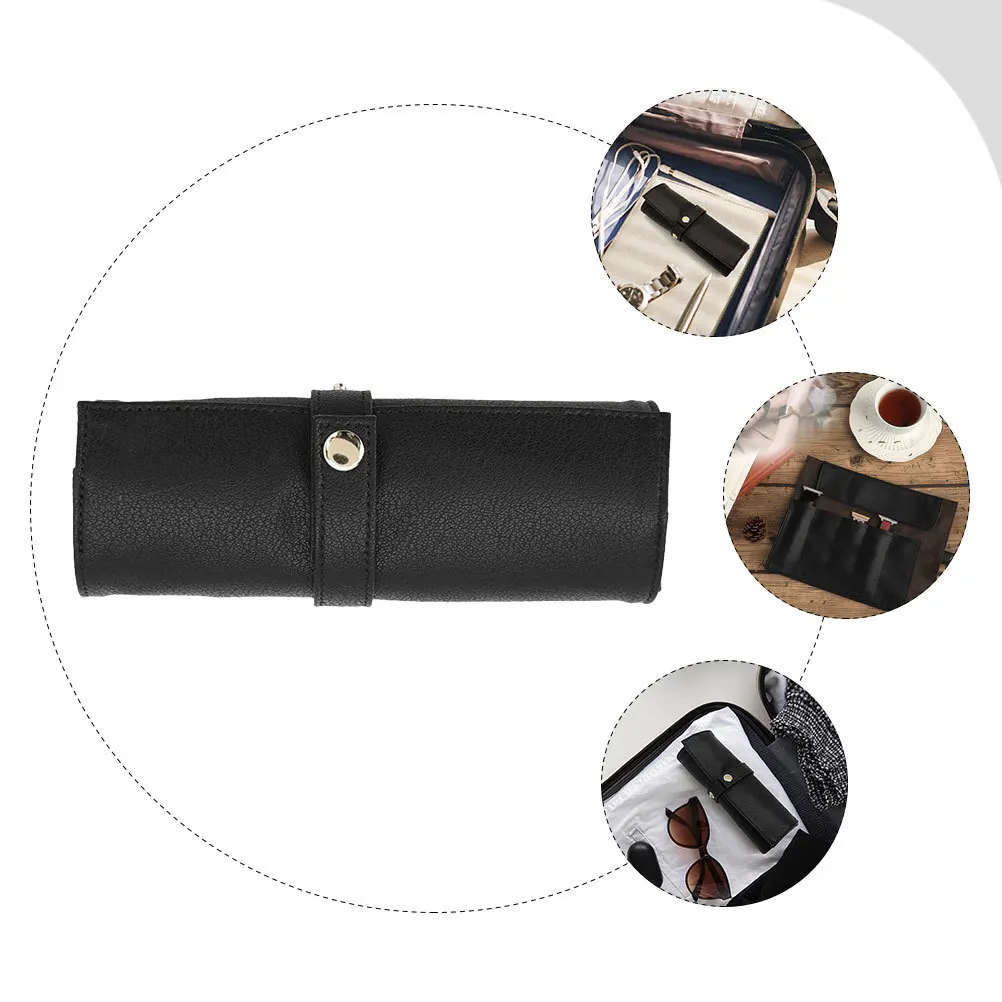 

Watch Roll Pouch Reel Bag Premium Cloth Foldable Design Press Buckle Strap Compact Size Large Capacity Jewelry Earphones