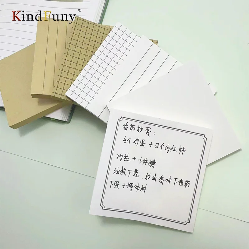 KindFuny Minimalist Sticky Notes Grid/Lined/Blank Note Pad Memo Pad Weekly Plan Diary Note Stationery