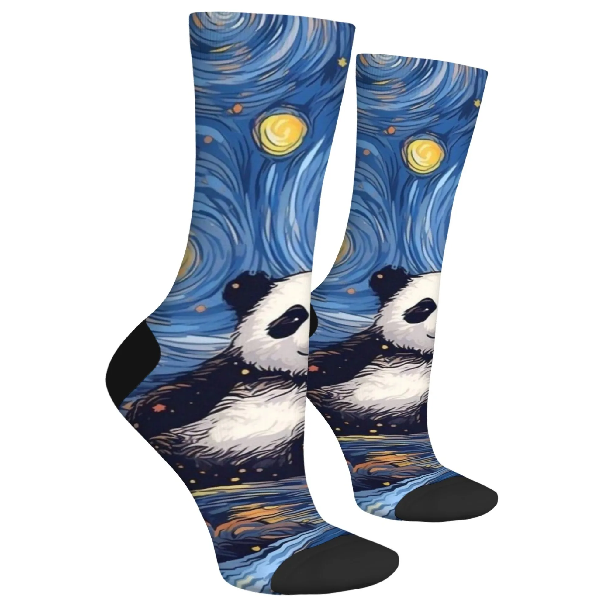 Calcetines informales estilo Panda cielo estrellado, cómodos, transpirables, antideslizantes, calcetines de mujer Harajuku Retro Street Hip Hop Crew, regalo