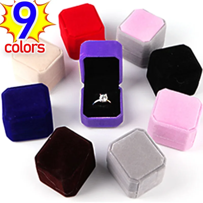 Romantic Velvet Rings Box Small Accessories Jewels Storage Case Sturdy Wedding Celebration Ring Boxes Jewelry Packaging Gift