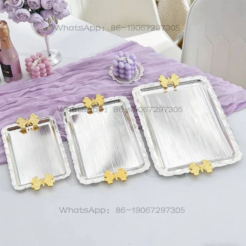 Light luxury high-grade metal storage plate, fruit cake plate, baking afternoon tea, party ktv wedding table