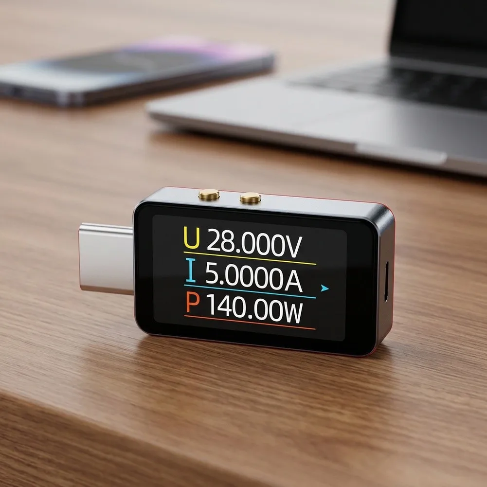 28V Dual-Ended USB-C Voltage Current Tester, 160x80 IPS Display, 0.001V/A Precision, Bidirectional For Pd3.1 Power Meter For