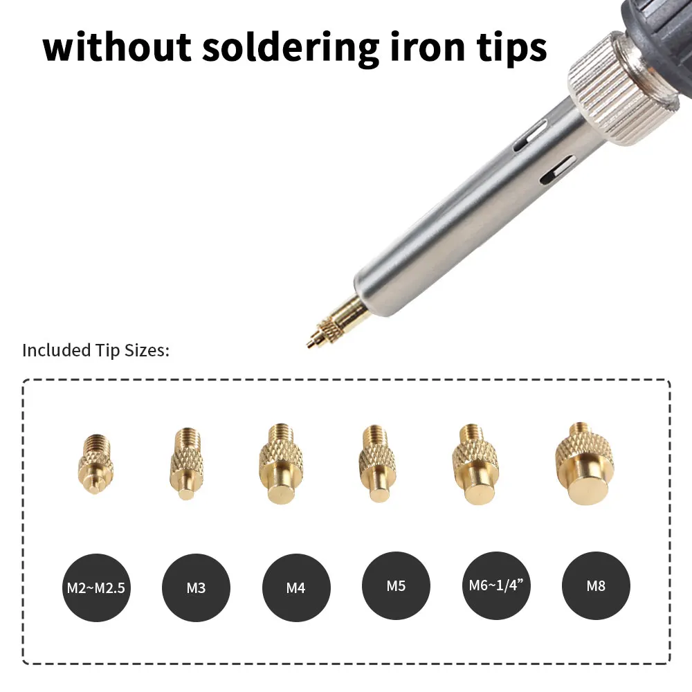 Heat Set Insert Soldering Iron Tips Head M2 M3 M4 M5 M6 M8 Hot Melt Insets Nut Brass Embedded Thread Insertion Kit For Plasti view 5