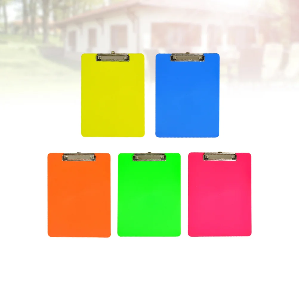 

5Pcs Plastic Colorful A4 Clipboards Profile Hardboard Paper Holder Writing Memo Folder Office School 320x225mm Red Orange Yellow