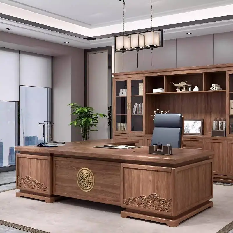 Bruin opbergruimte Executive bureau Moderne luxe grote lades Computerbureau Staande verstelbare Scrivania werkstationtafel