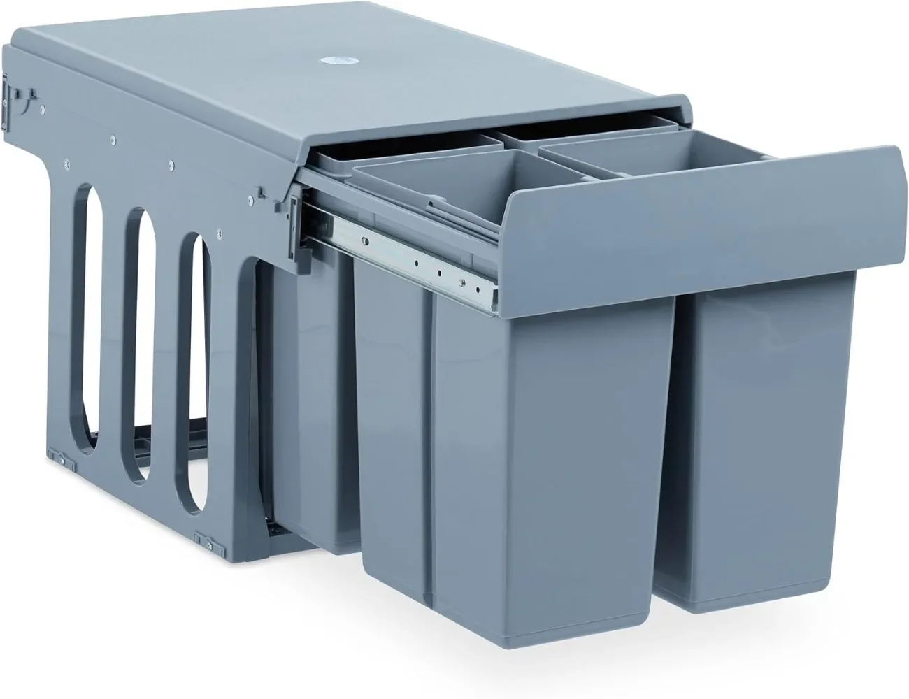 Relaxdays Cubo de Basura empotrable, Sistema de Reciclaje, Plástico, 4X 8L, 35 x 34 x 48 cm, Gris