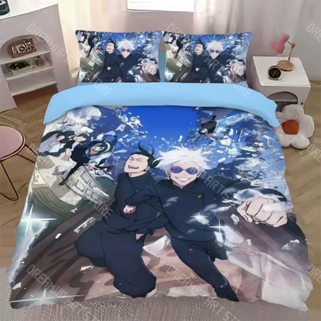 3D Print Jujutsu Kaisen Bedding Set Japan Anime Teenagers Gifts Satoru Gojo Duvet Cover Sets Twin Queen King Single Size