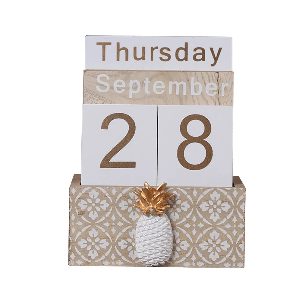 

Wooden Perpetual Decor Home Bamboo Table Vintage Rustic DIY Daily Calendar Date Display Desk Calendar Wall Office