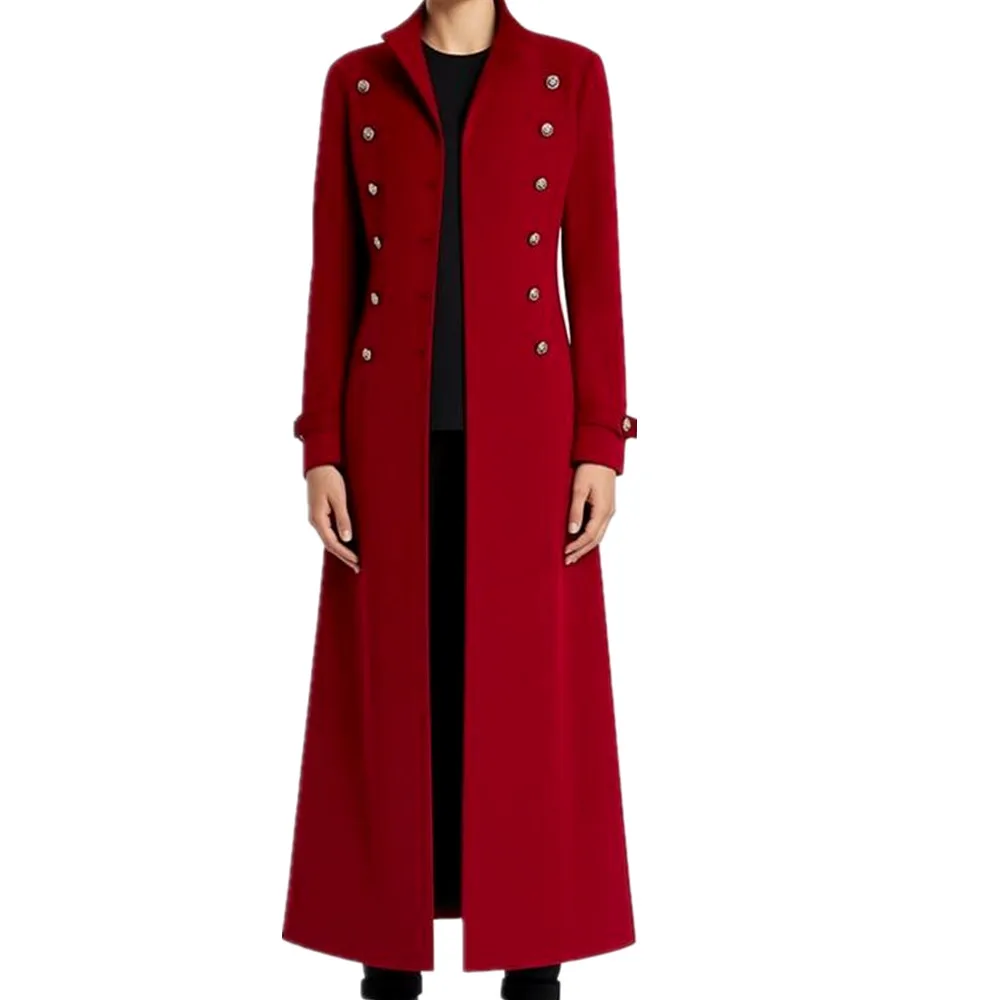2026 New Steampunk Men's Red Vintage Long Jacket, Black Gothic Trench Coat, Blue Stage Performance Overcoat.