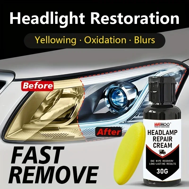 

Комплект для восстановления фар автомобиля. Защита от запотевания и направляющих огней: окисление, пожелтение, царапин, средство для удаления размытия и полировки.