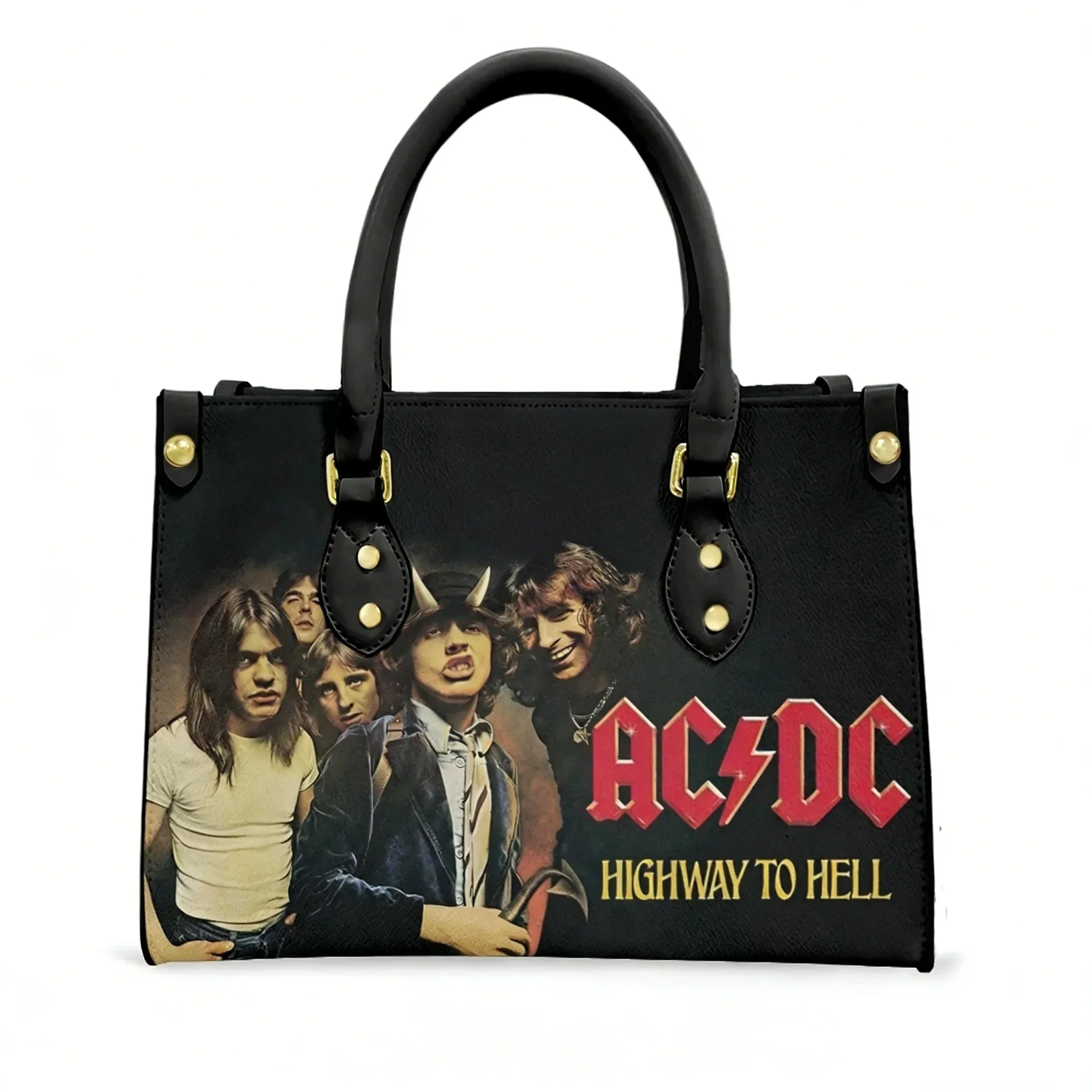 

Сумка-тоут A-AC в винтажном стиле Rock D-DC, женская и мужская, с персонализированным текстом и изображением, из искусственной кожи, для бизнеса, шопинга, подарков