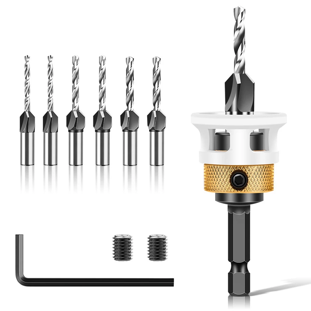 

Деревообработка Предел Четырехгранная зенковка Сверло из сплава Коническое сверло Винт Сверло с зенковкой Регулируемая глубина Ступенчатое сверло