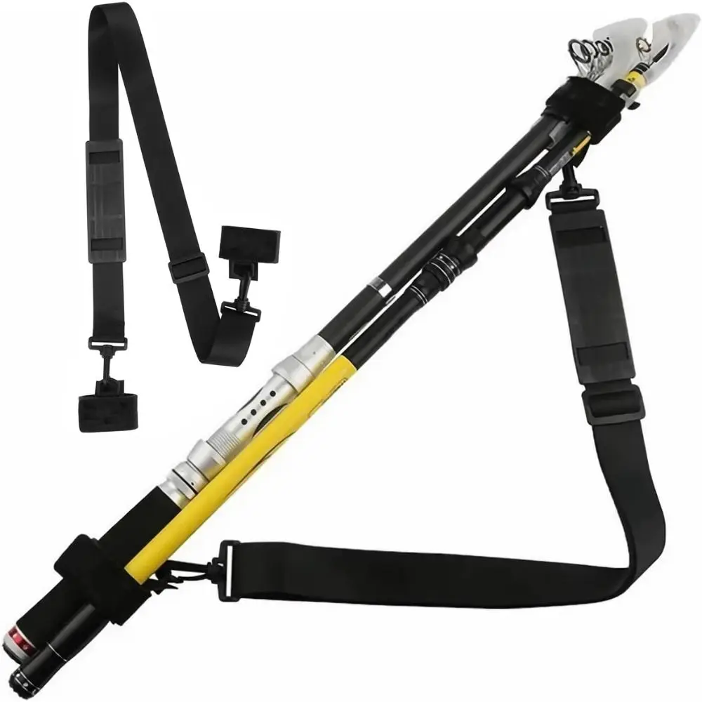 Новый регулируемый ремень для удочки, прочный нейлоновый портативный ремень для хранения удочки, черные плечевые ремни для удочки Новый регулируемый ремень для удочки, прочный нейлоновый портативный ремень для хранения удочки, черные плечевые ремни для удочки