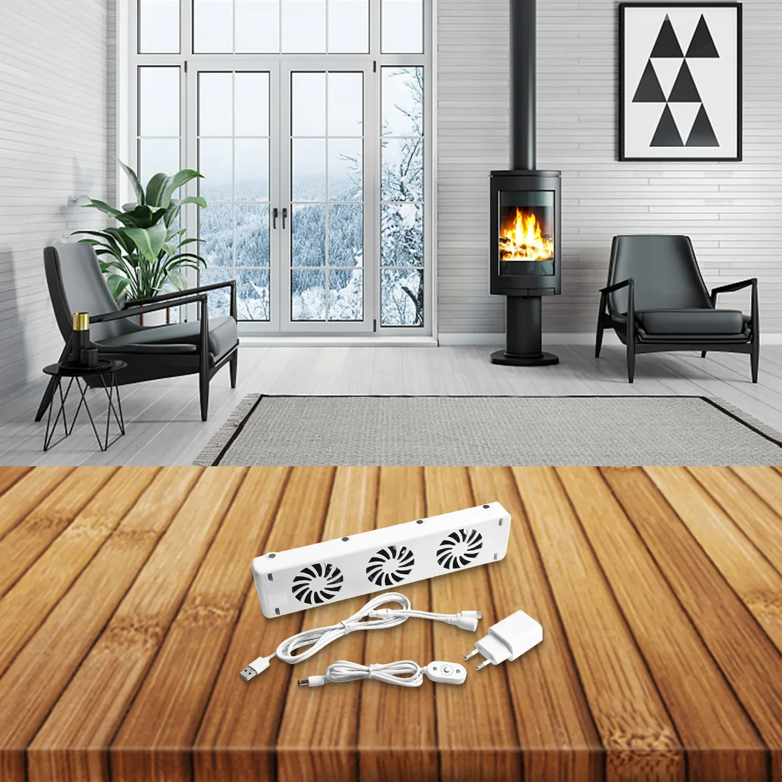 3-Fan Home Radiator Magnetic Smart Cooling Fan Fireplace Fan MXRV-S01/MXRV-S02/MXRV-S02 Duo-set Radiator Fan & Extension Cables